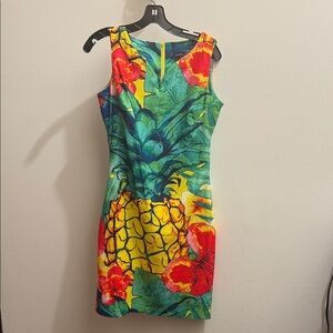 Tropical Print Sleeveless Dress